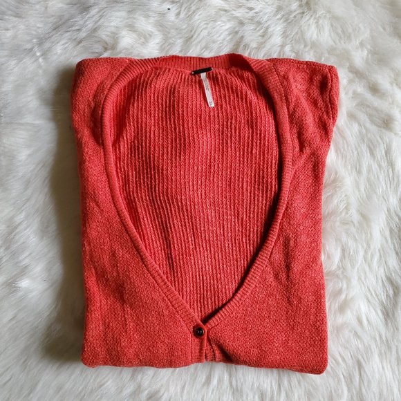 Free People Orange Smarty Button Front Cardigan XS - Picture 10 of 15